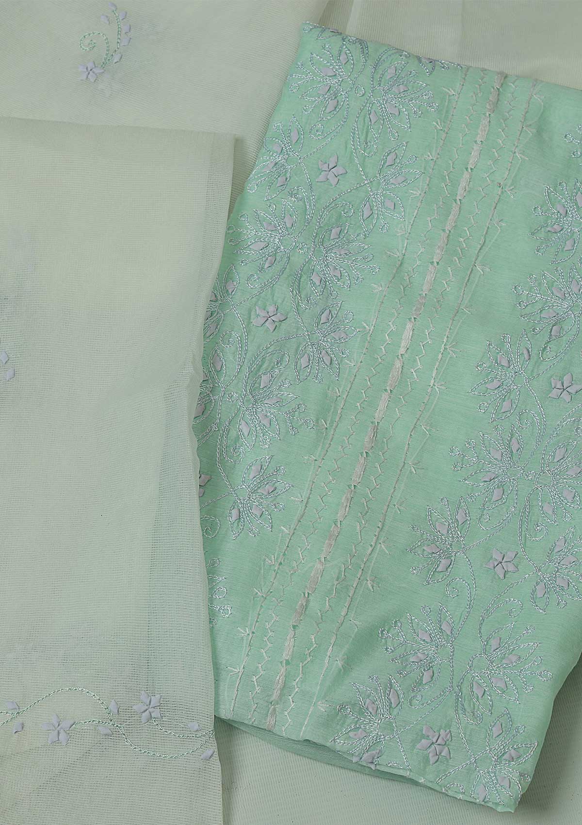 Lawn Collection - Paper Cotton -  A/Work - 2 Pcs Suit - LS Green - D09 available at Saleem Fabrics Traditions