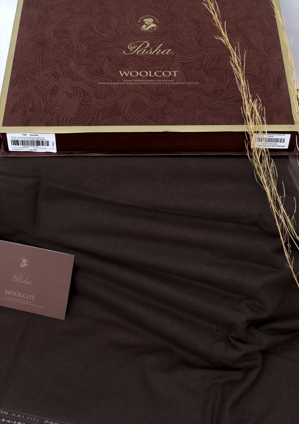 Pasha Australian Merino Woolcot Color# 094 (CD Brown) available at Saleem Fabrics Traditions