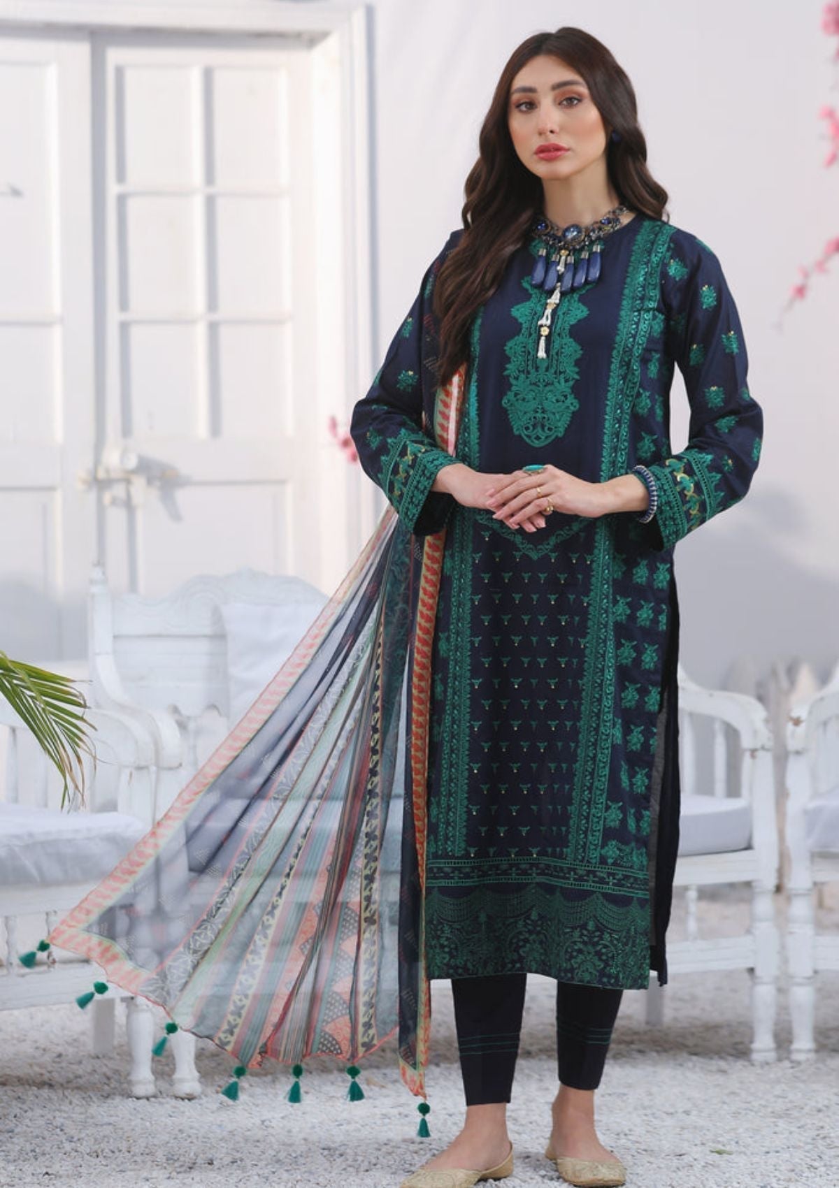 Summer Dress - Lakhany - Spring - V01 - EC 2221 available at Saleem Fabrics Traditions