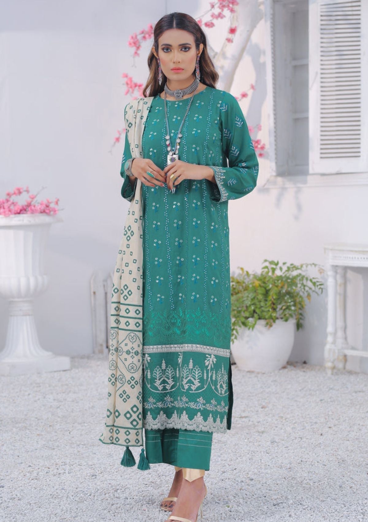 Summer Dress - Lakhany - Spring - V01 - EC-2228 available at Saleem Fabrics Traditions