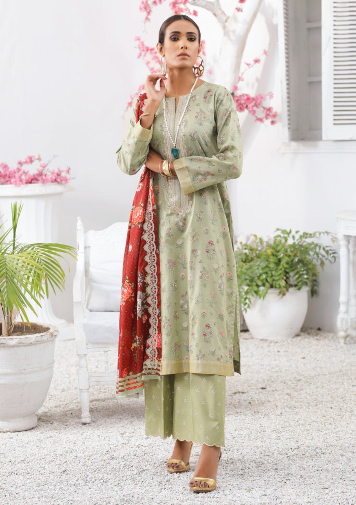 Summer Dress - Lakhany - Spring - V01 - EC-2233 available at Saleem Fabrics Traditions