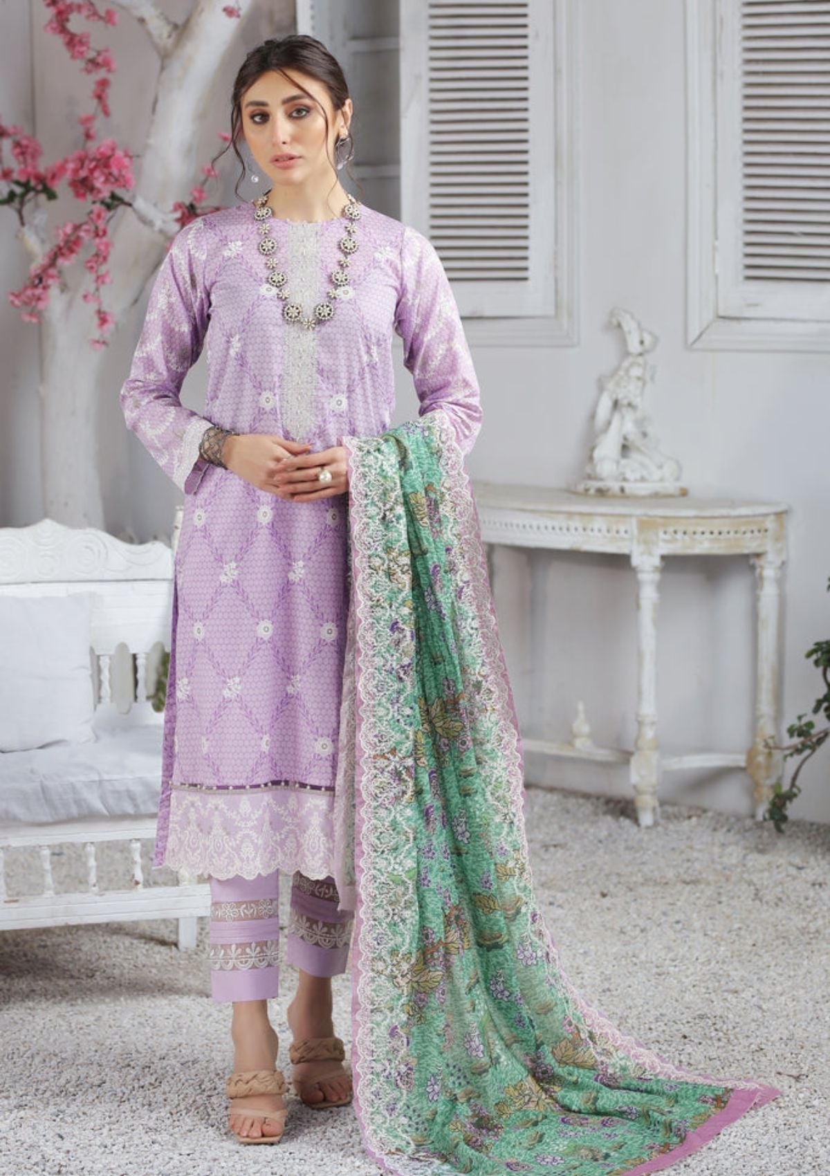 Summer Dress - Lakhany - Spring - V01 - EC-2236 available at Saleem Fabrics Traditions