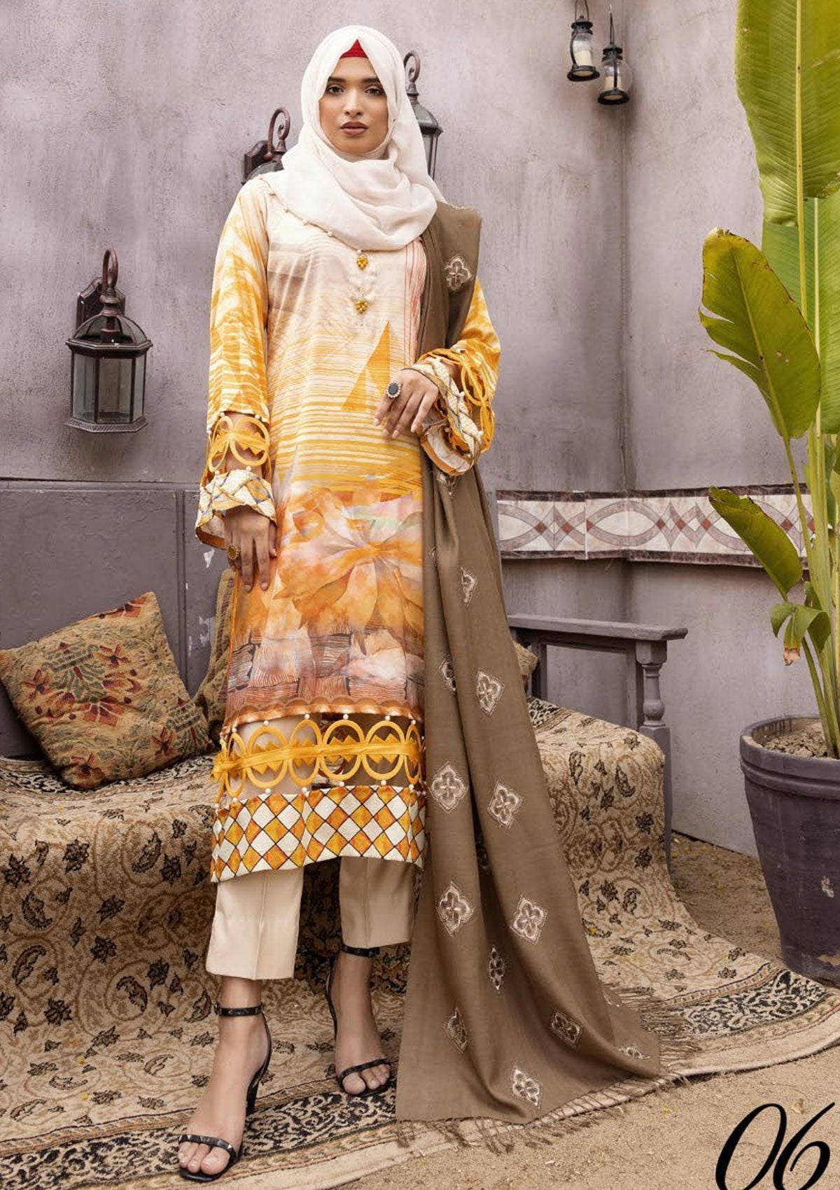 Winter Collectiion - Dua - Gul-e-Zarki - Indigo - IWD#06 available at Saleem Fabrics Traditions