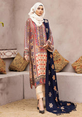 Winter Collectiion - Dua - Gul-e-Zarki - Indigo - IWD#07 available at Saleem Fabrics Traditions