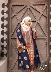 Winter Collectiion - Dua - Gul-e-Zarki - Indigo - IWD#07 available at Saleem Fabrics Traditions