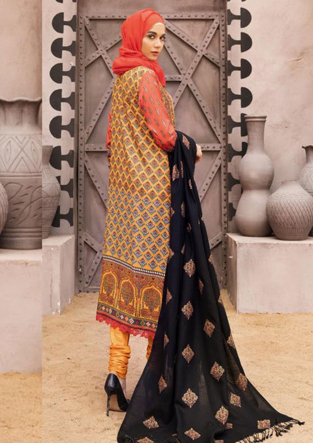 Winter Collectiion - Dua - Gul-e-Zarki - Indigo - IWD#09 available at Saleem Fabrics Traditions