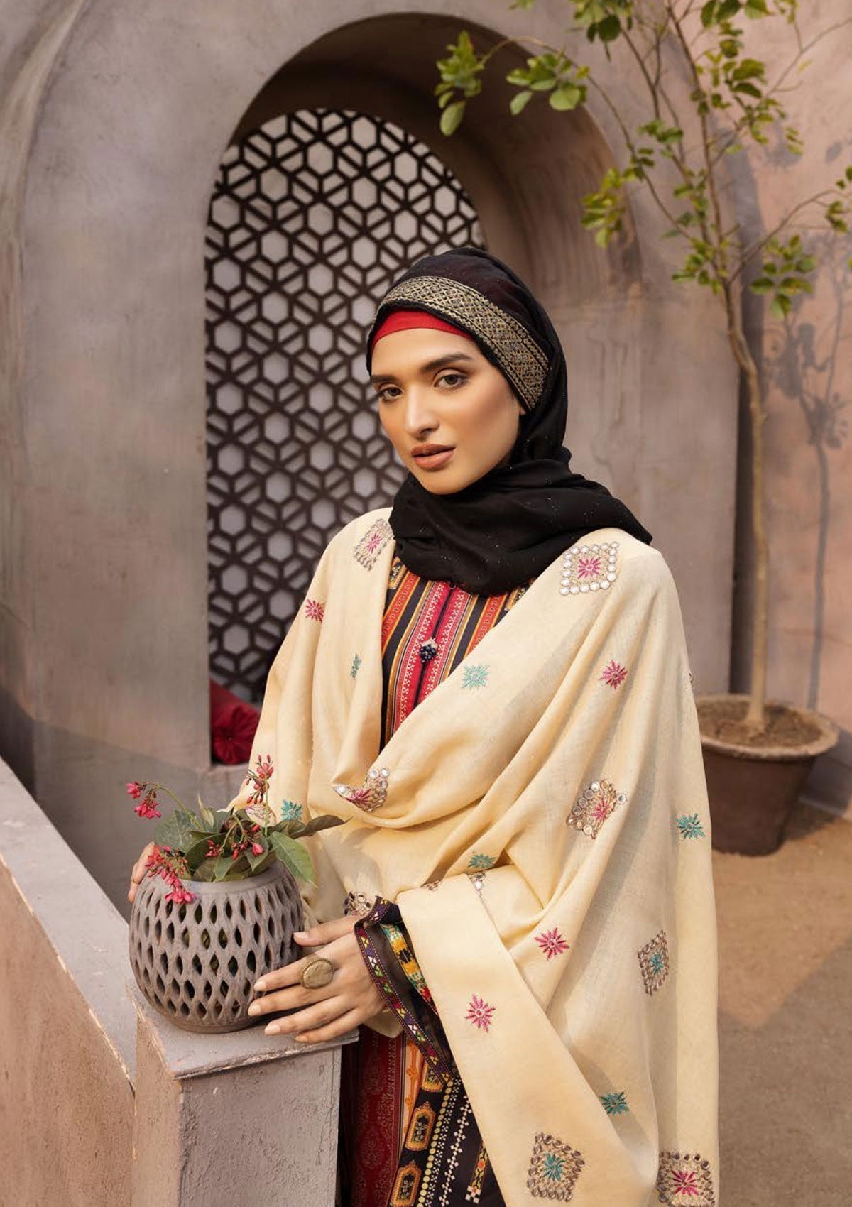 Winter Collectiion - Dua - Gul-e-Zarki - Indigo - IWD#10 available at Saleem Fabrics Traditions