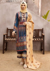Winter Collectiion - Dua - Gul-e-Zarki - Indigo - IWD#14 available at Saleem Fabrics Traditions