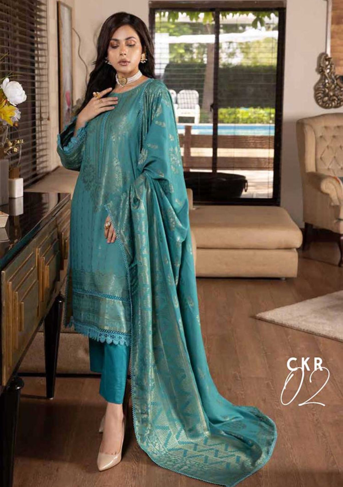 Winter Collection - Charizma - Karandi Jacquard - CKR#02 available at Saleem Fabrics Traditions