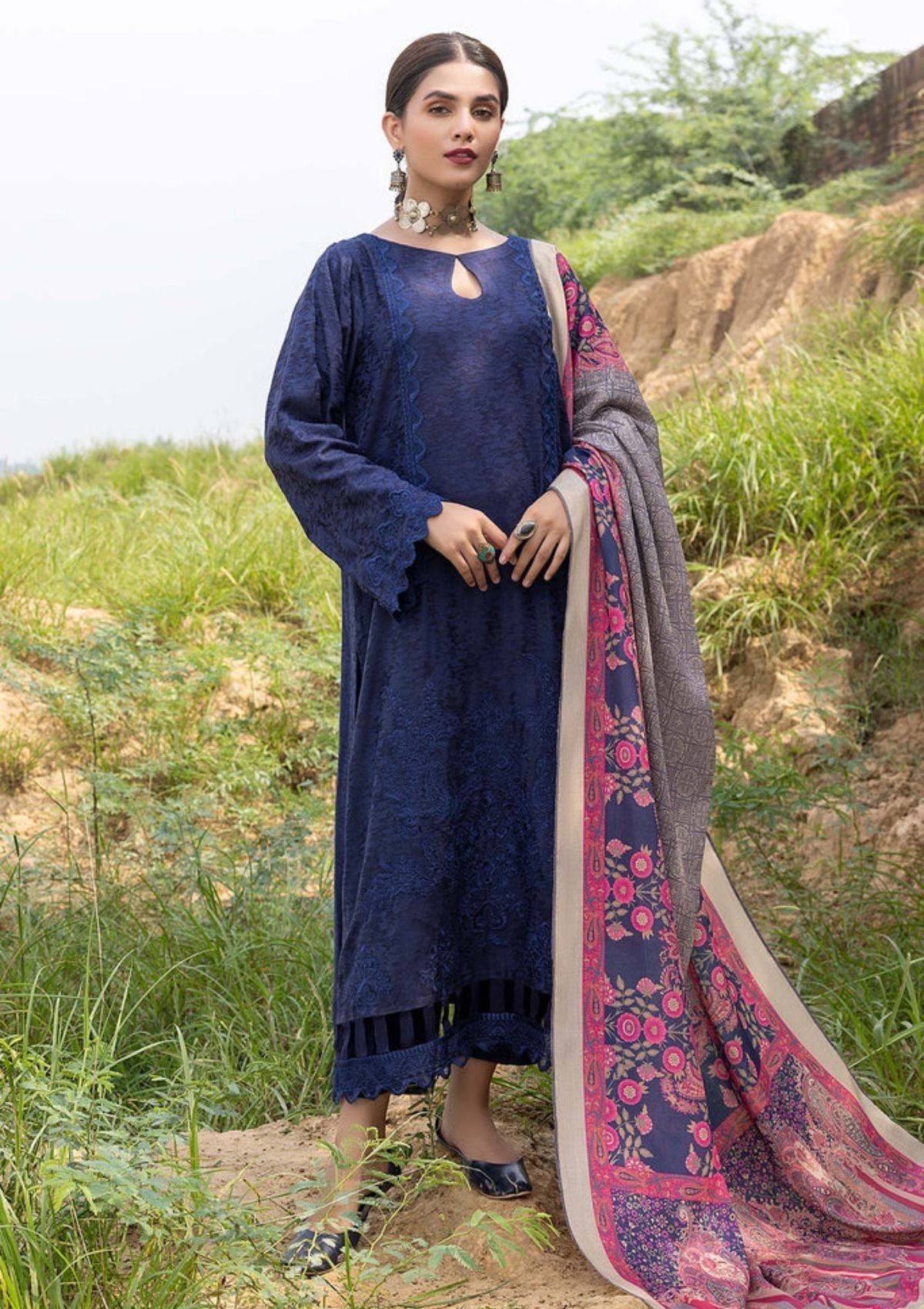 Winter Collection - Charizma - Marina with Jacquard - V01 - CLJ#3 available at Saleem Fabrics Traditions