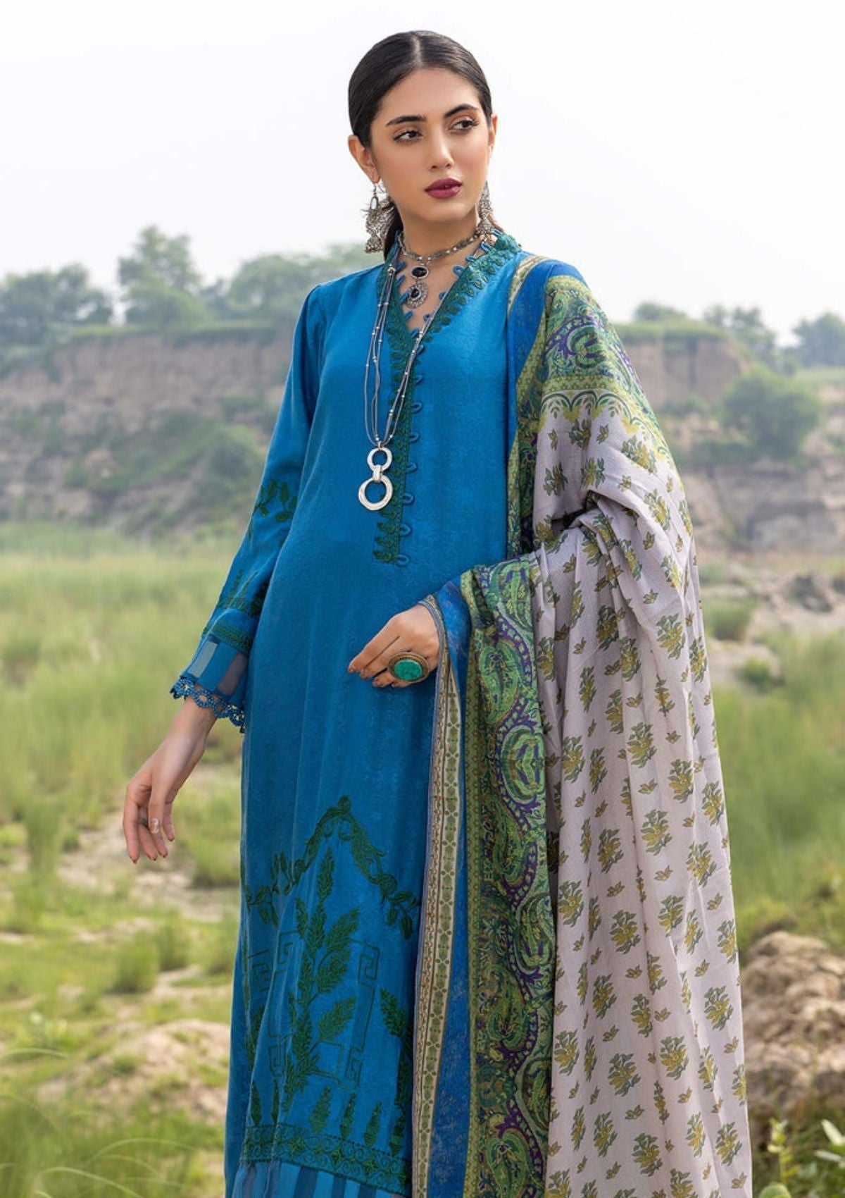 Winter Collection - Charizma - Marina with Jacquard - V01 - CLJ#5 available at Saleem Fabrics Traditions