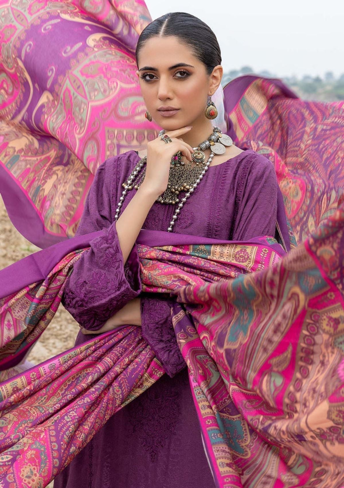 Winter Collection - Charizma - Marina with Jacquard - V01 - CLJ#6 available at Saleem Fabrics Traditions