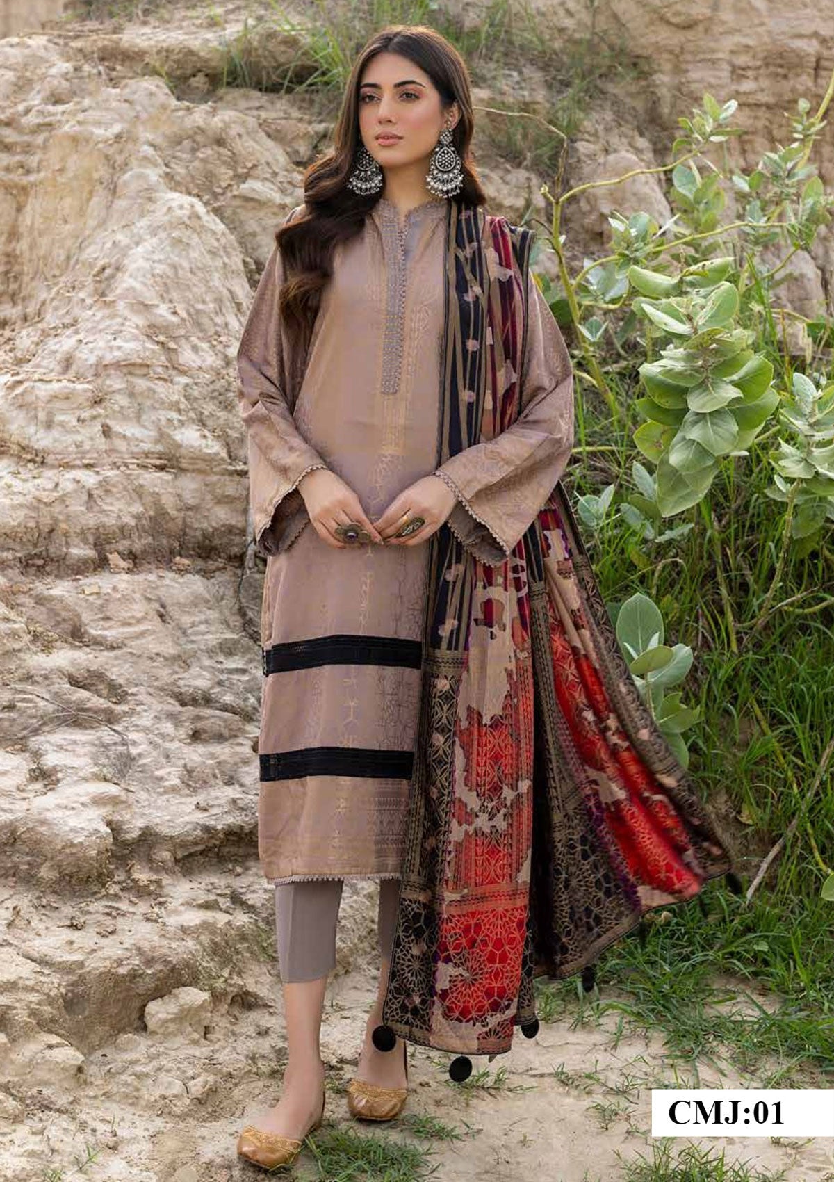 Winter Collection - Charizma - Marina with Jacquard - V01 - CMJ#1 available at Saleem Fabrics Traditions