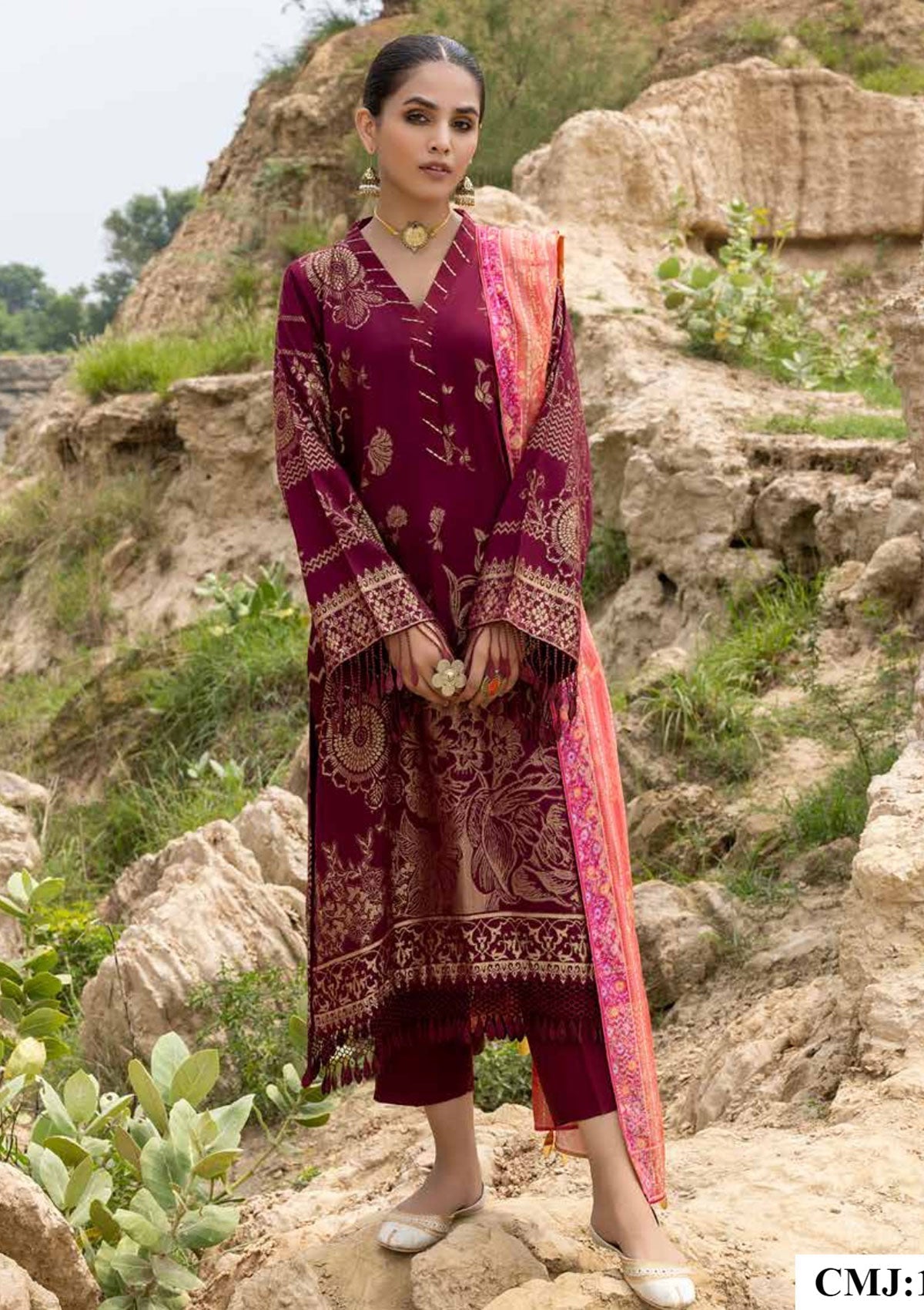 Winter Collection - Charizma - Marina with Jacquard - V01 - CMJ#10 available at Saleem Fabrics Traditions