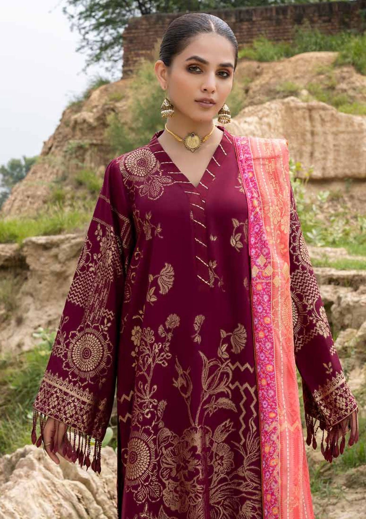 Winter Collection - Charizma - Marina with Jacquard - V01 - CMJ#10 available at Saleem Fabrics Traditions