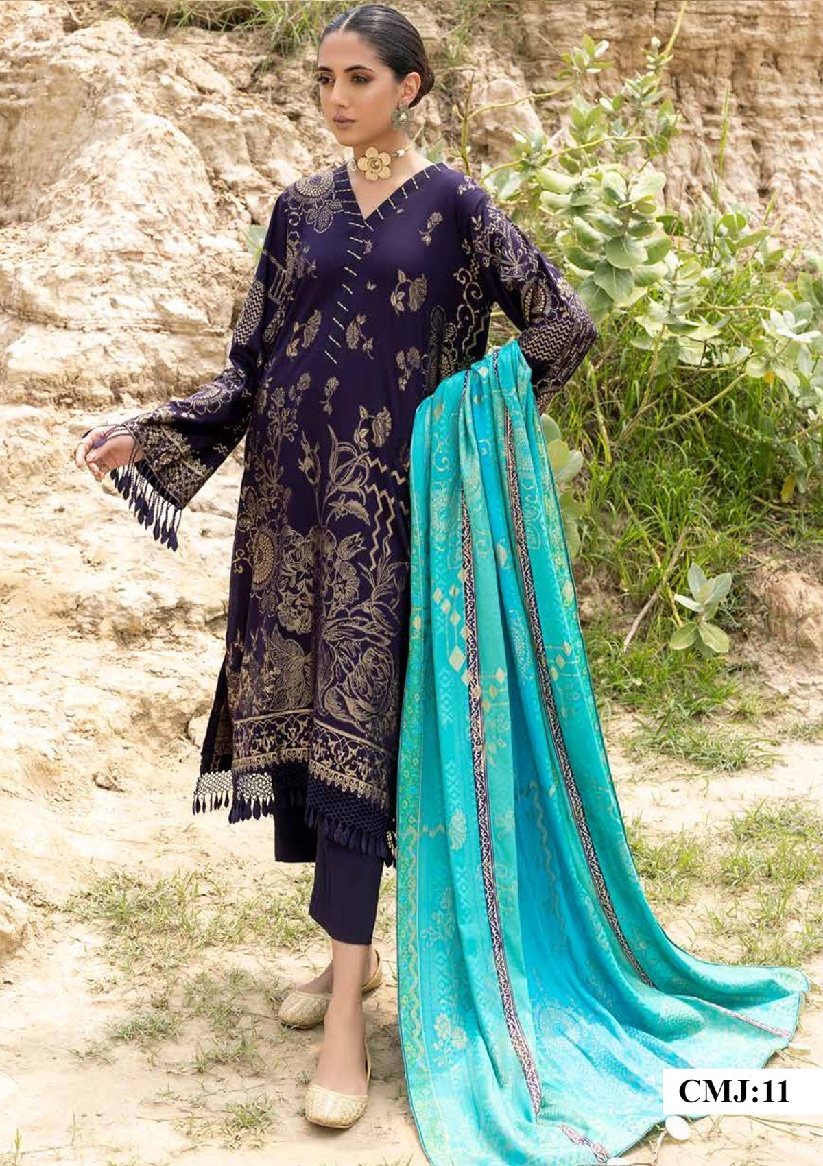 Winter Collection - Charizma - Marina with Jacquard - V01 - CMJ#11 available at Saleem Fabrics Traditions