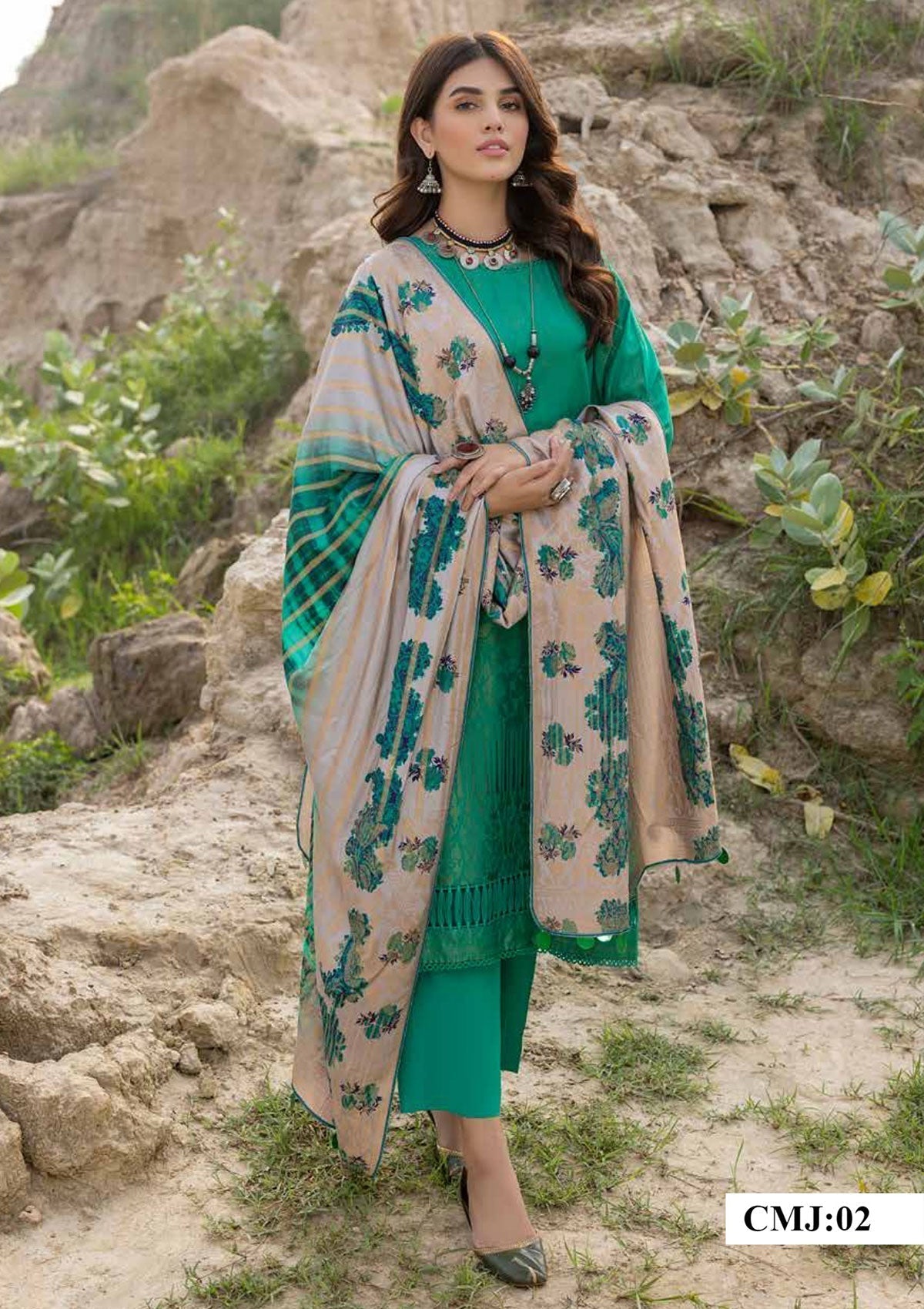 Winter Collection - Charizma - Marina with Jacquard - V01 - CMJ#2 available at Saleem Fabrics Traditions