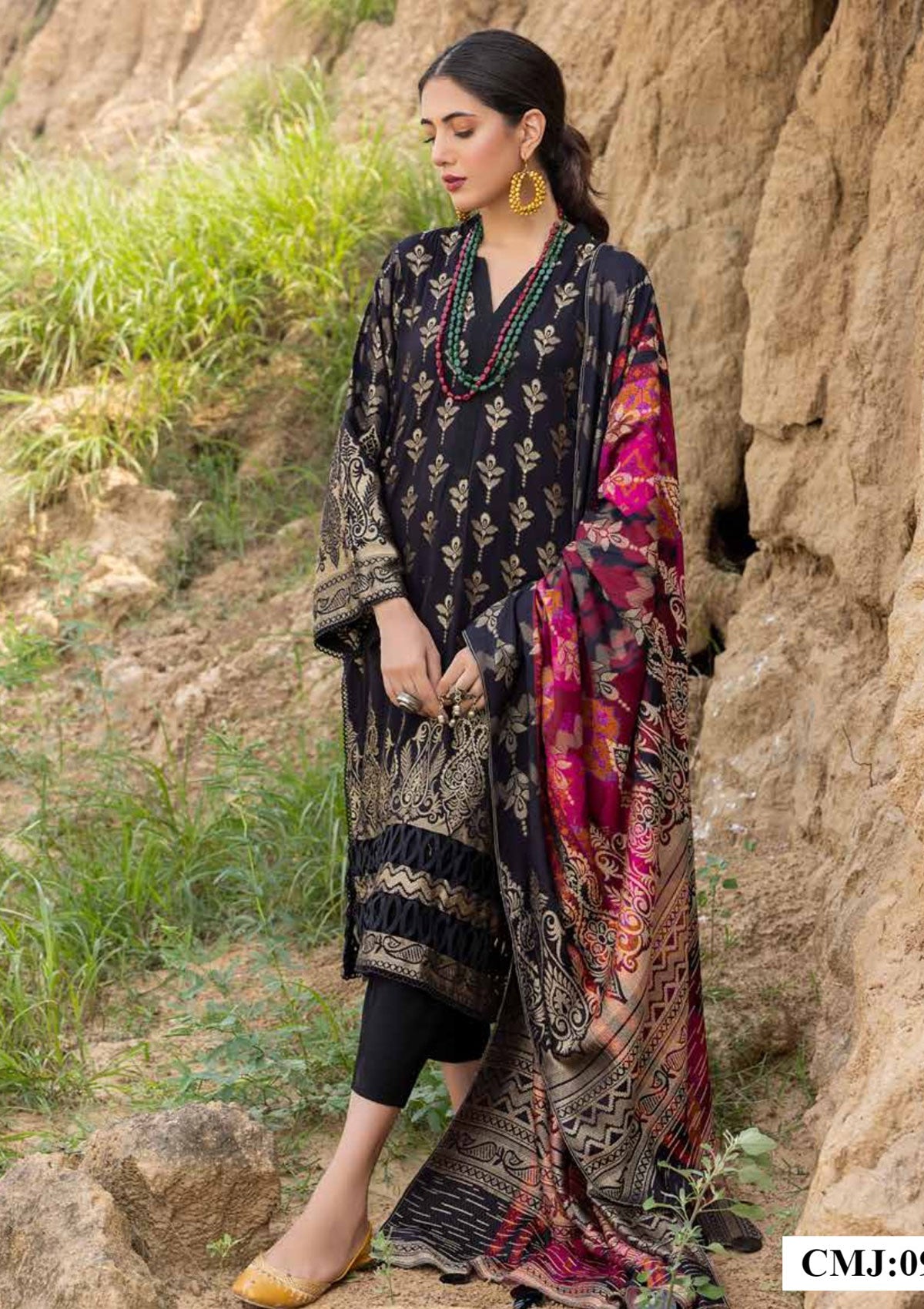 Winter Collection - Charizma - Marina with Jacquard - V01 - CMJ#9 available at Saleem Fabrics Traditions