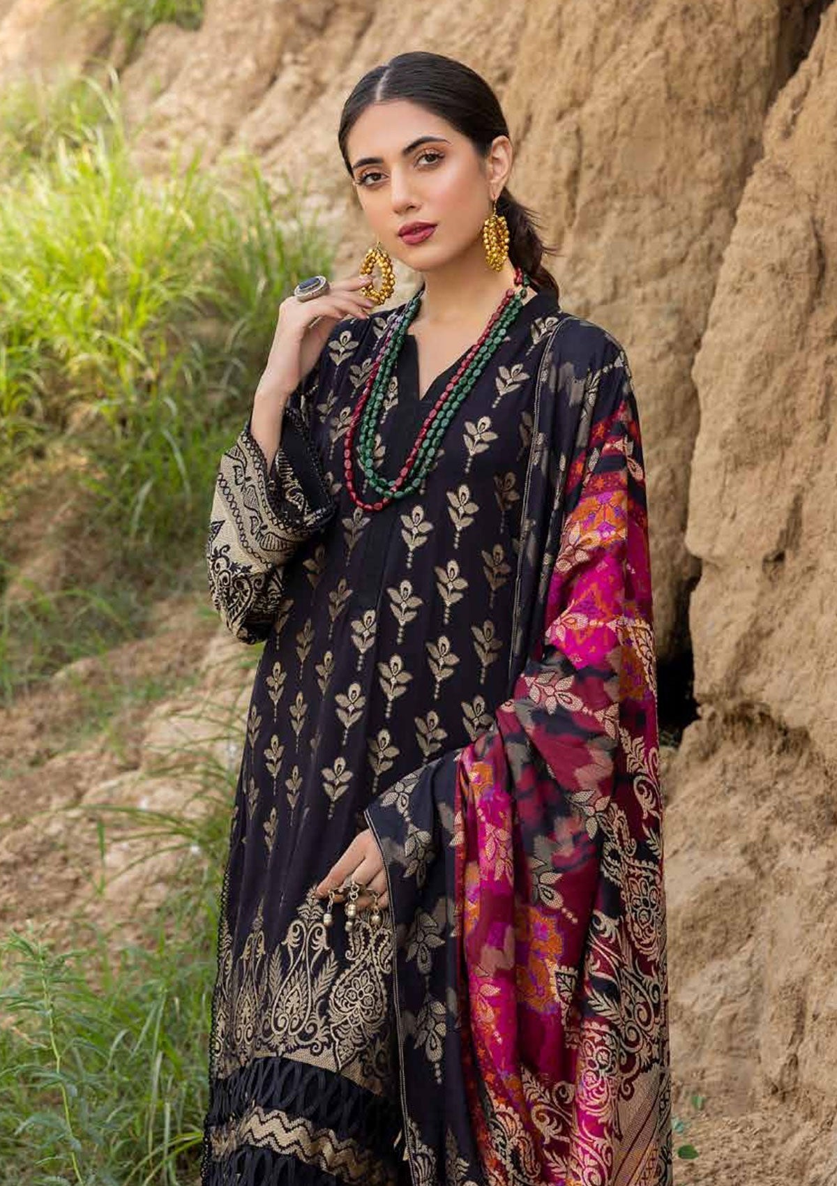 Winter Collection - Charizma - Marina with Jacquard - V01 - CMJ#9 available at Saleem Fabrics Traditions