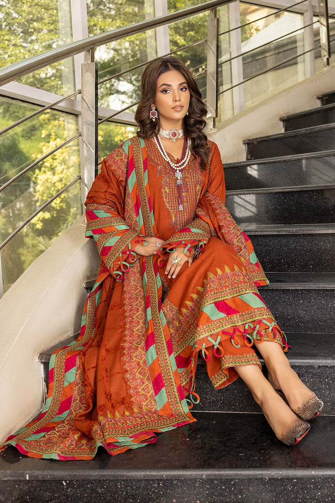 Winter Collection - Charizma - Peach Leather - Velvet - CLP#02 available at Saleem Fabrics Traditions