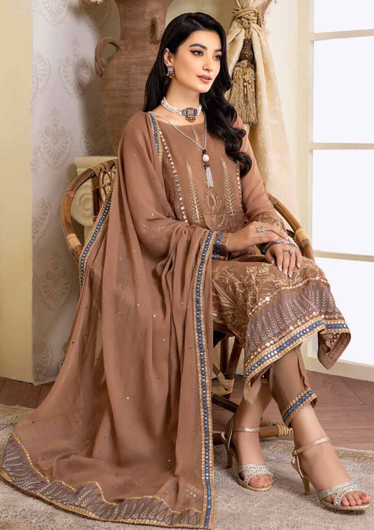 Winter Collection - Charizma - Polly Chiffon - V01 - CPC#03 available at Saleem Fabrics Traditions