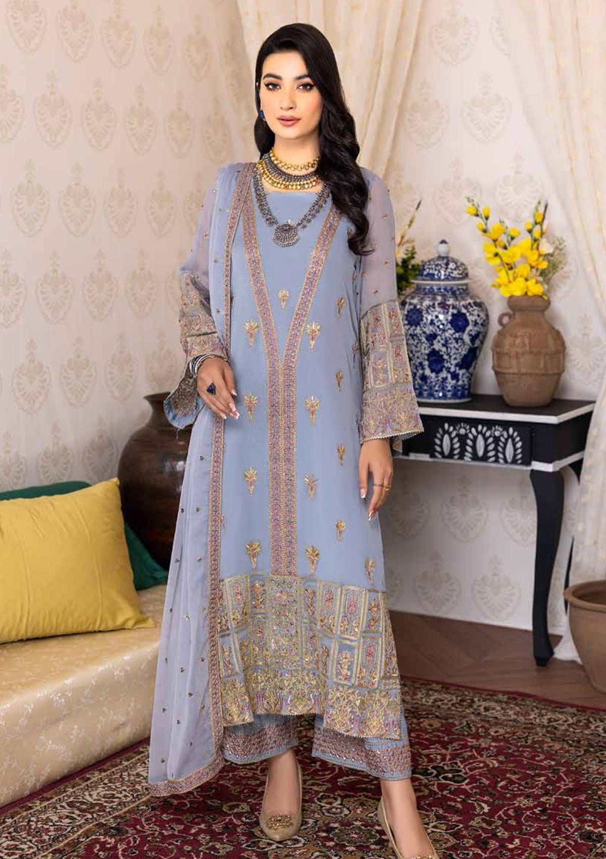 Winter Collection - Charizma - Polly Chiffon - V01 - CPC#07 available at Saleem Fabrics Traditions