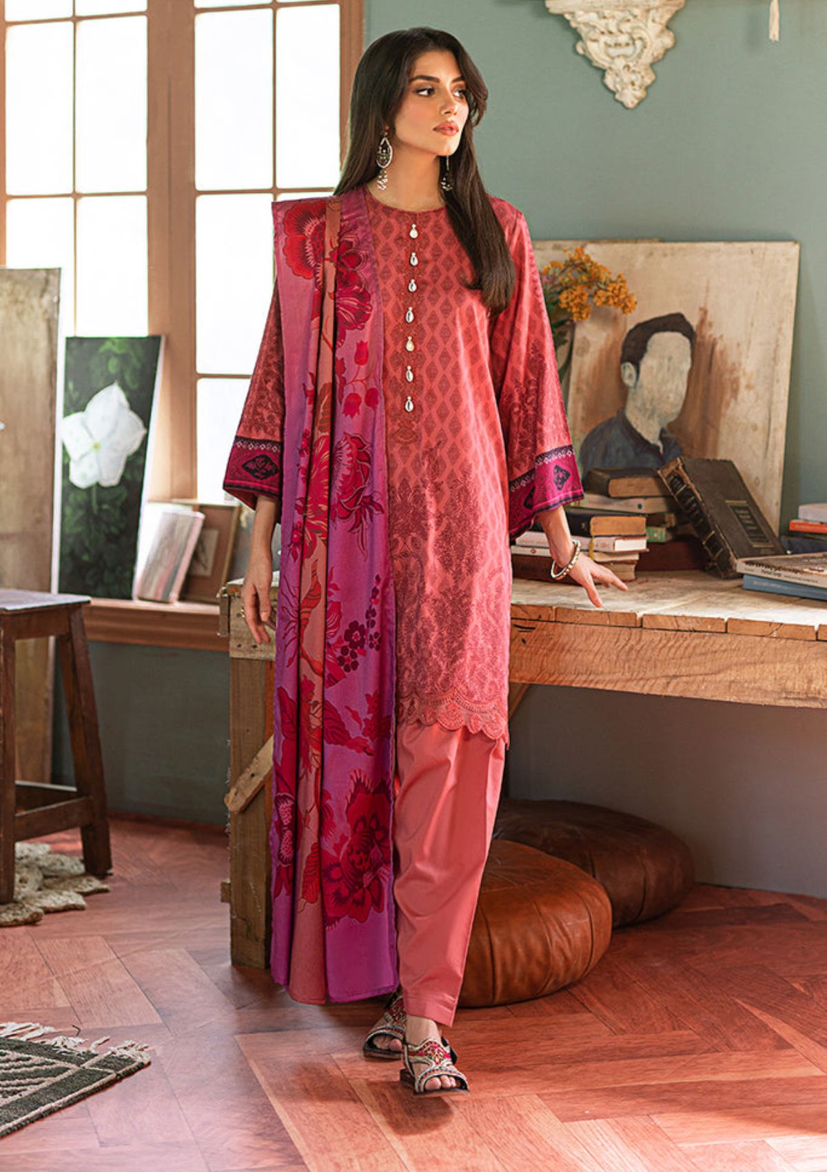 Winter Collection - Cross Stitch - Sukoon - Cotton Satin - D#15 available at Saleem Fabrics Traditions