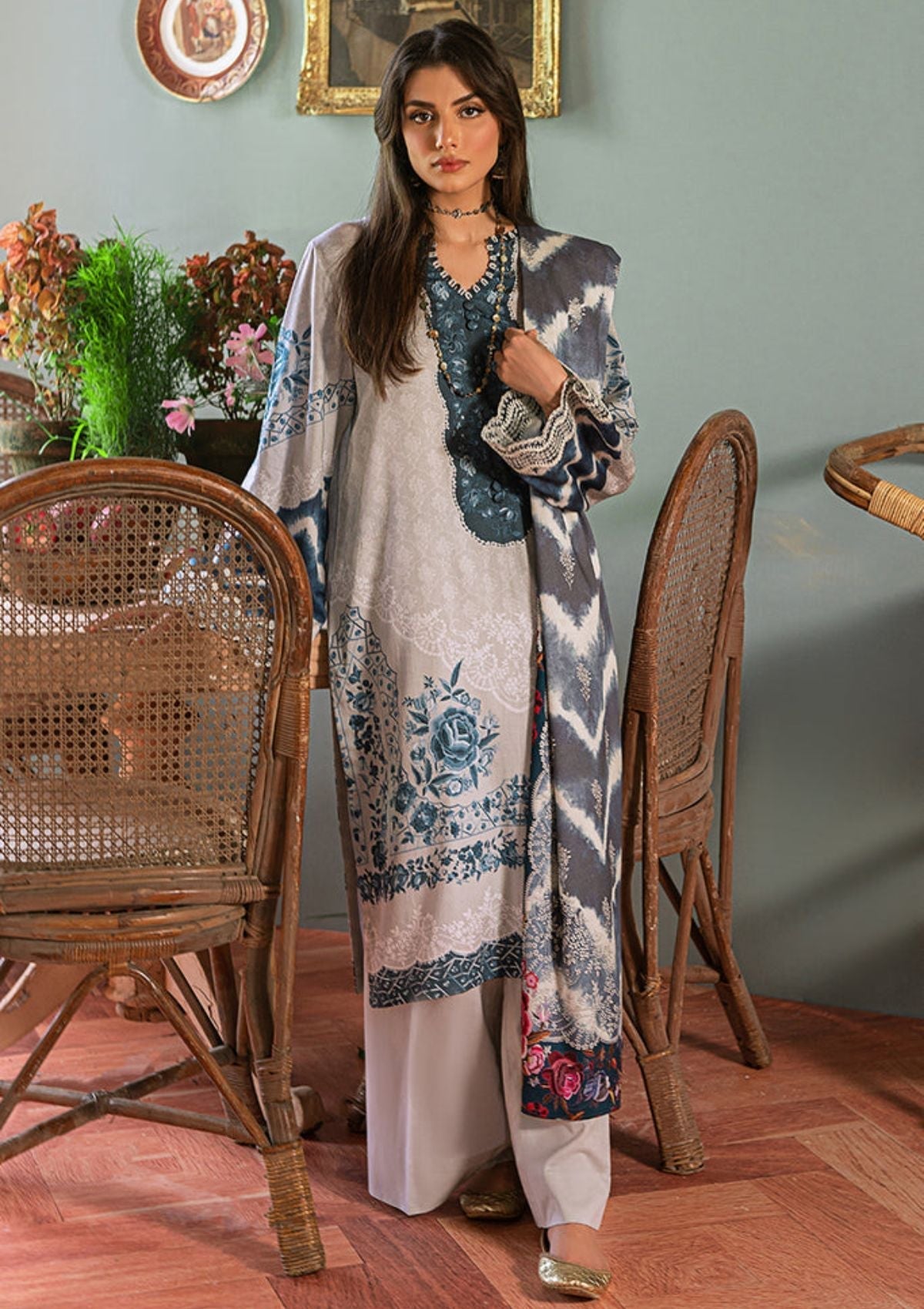 Winter Collection - Cross Stitch - Sukoon - Cotton Satin - D#18 available at Saleem Fabrics Traditions