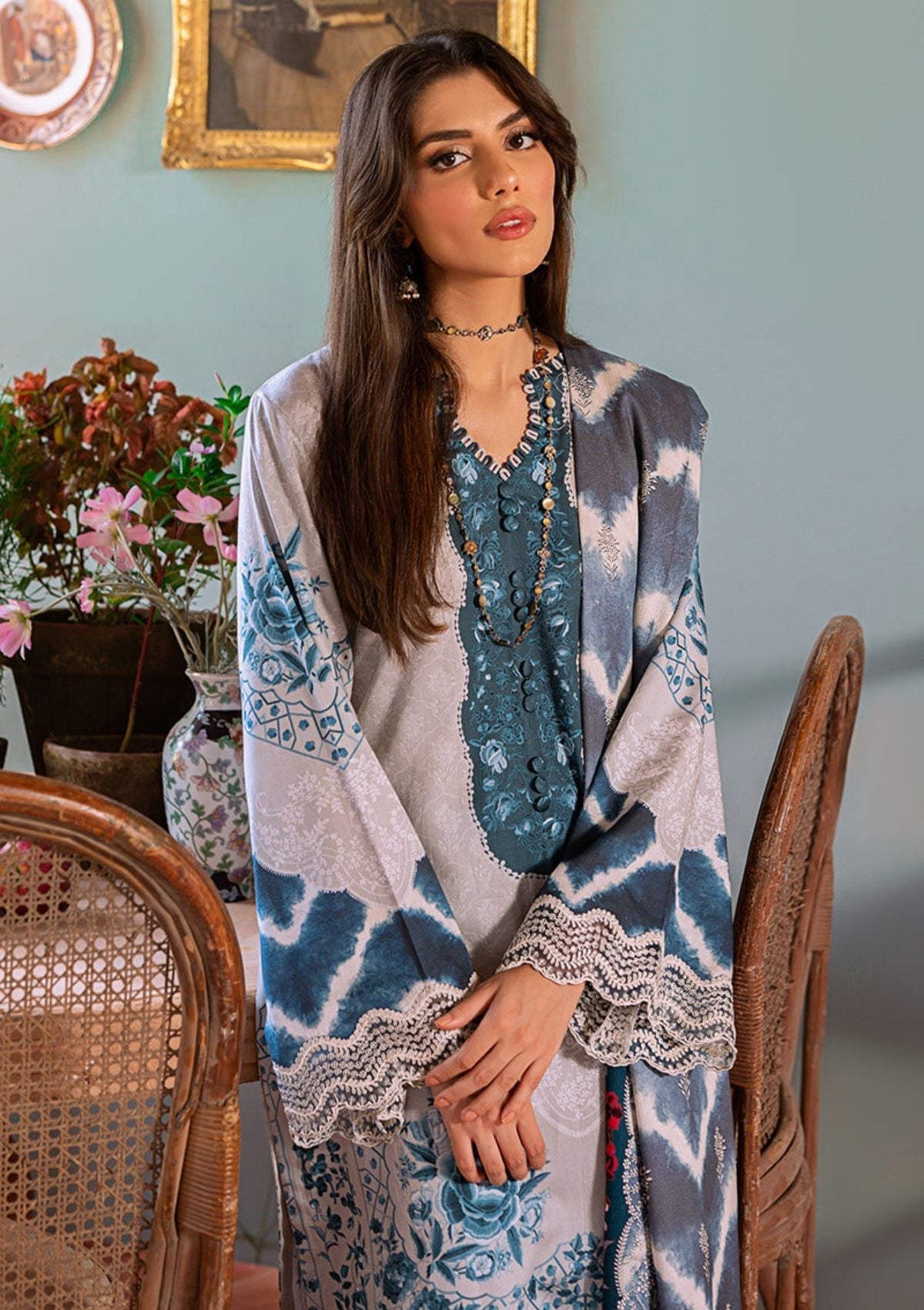Winter Collection - Cross Stitch - Sukoon - Cotton Satin - D#18 available at Saleem Fabrics Traditions