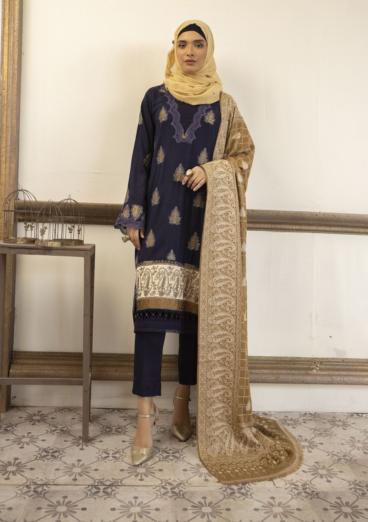 Winter Collection - Dua - Daffodils - DWD#13 available at Saleem Fabrics Traditions