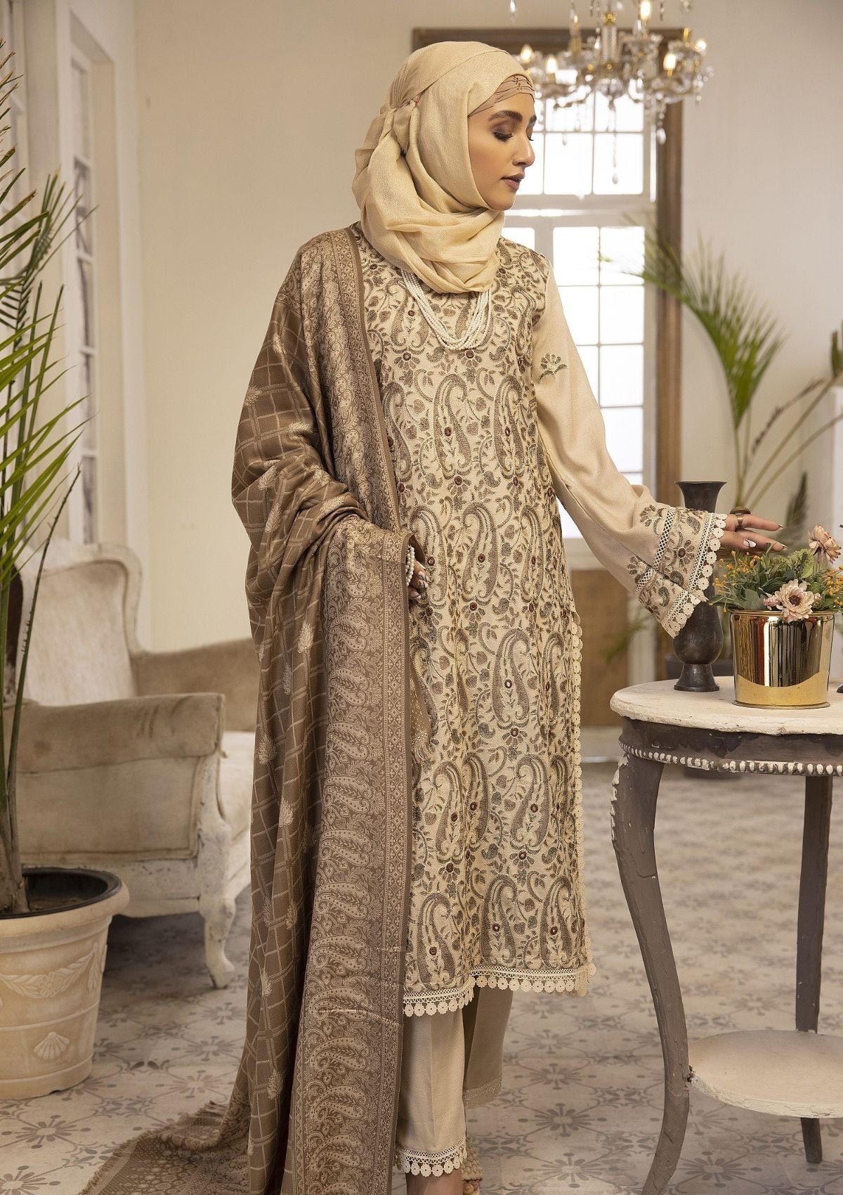 Winter Collection - Dua - Daffodils - DWD#3 available at Saleem Fabrics Traditions