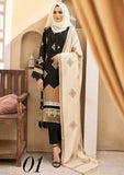 Winter Collection - Dua - Gul e Zarki - Camellia - Wool - D#01 available at Saleem Fabrics Traditions