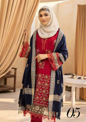 Winter Collection - Dua - Gul e Zarki - Camellia - Wool - D#05 available at Saleem Fabrics Traditions