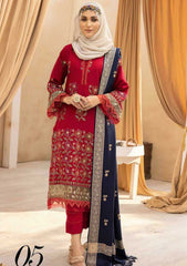Winter Collection - Dua - Gul e Zarki - Camellia - Wool - D#05 available at Saleem Fabrics Traditions
