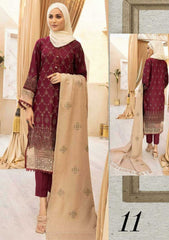 Winter Collection - Dua - Gul e Zarki - Camellia - Wool - D#11 available at Saleem Fabrics Traditions