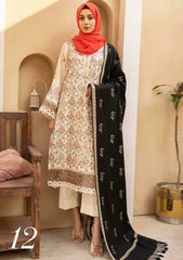 Winter Collection - Dua - Gul e Zarki - Camellia - Wool - D#12 available at Saleem Fabrics Traditions