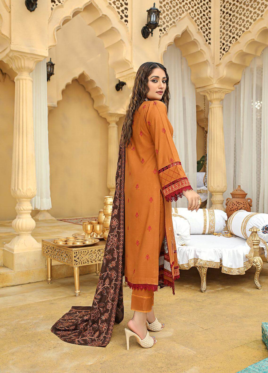 Winter Collection - Humdum - Aks - Woolen Peach - D#02 available at Saleem Fabrics Traditions