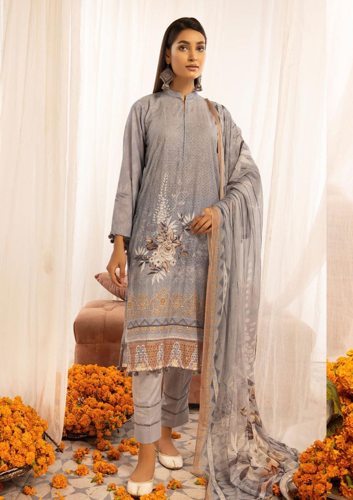 Winter Collection - Mahee's - Chikankari - Karandi - D#1 available at Saleem Fabrics Traditions