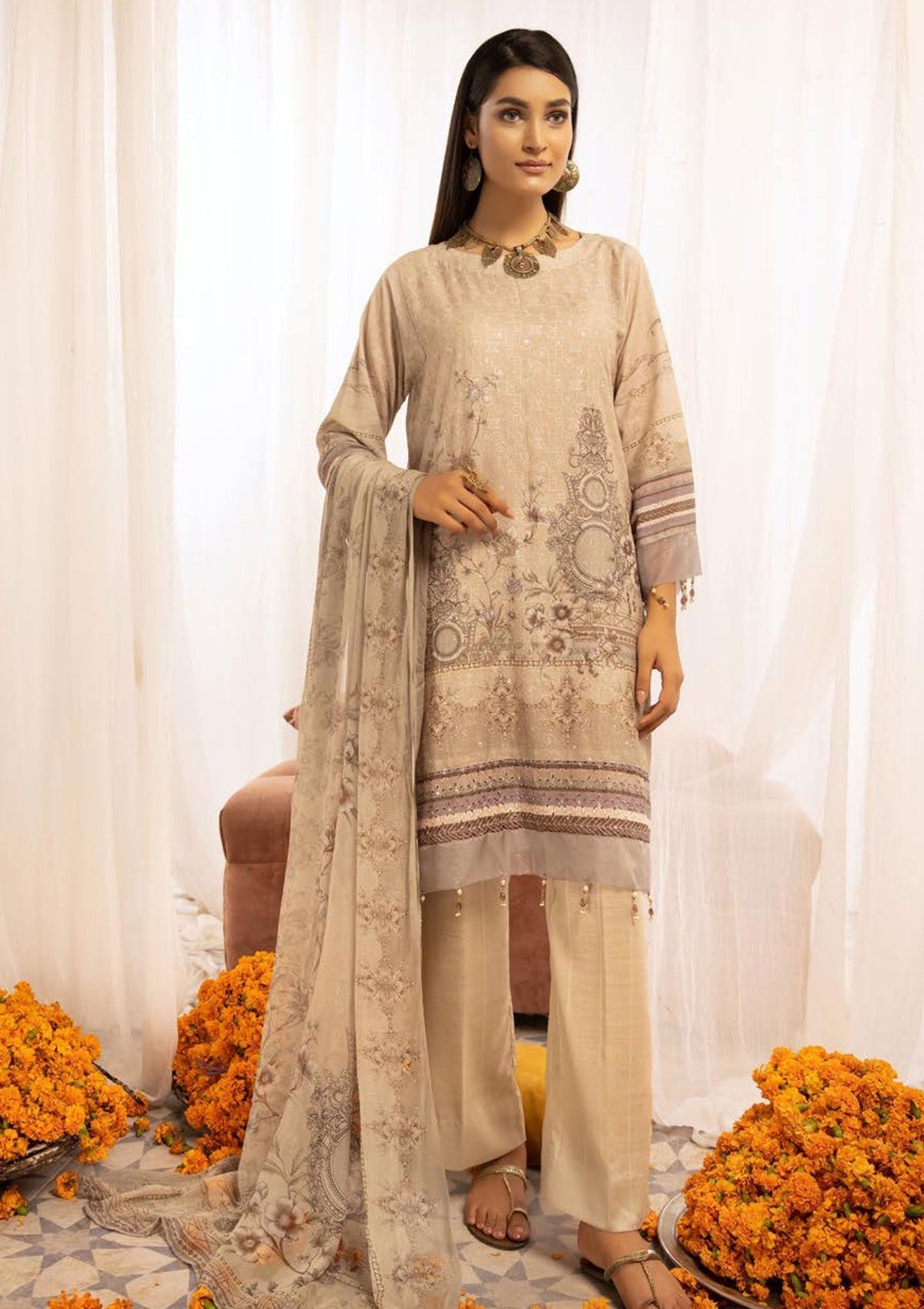 Winter Collection - Mahee's - Chikankari - Karandi - D#8 available at Saleem Fabrics Traditions