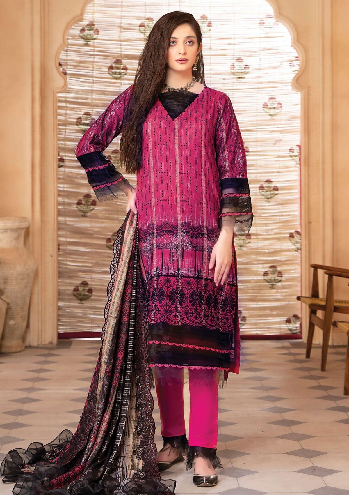 Winter Collection - Mahee's - Embroidered - Slub Staple - D#4 available at Saleem Fabrics Traditions