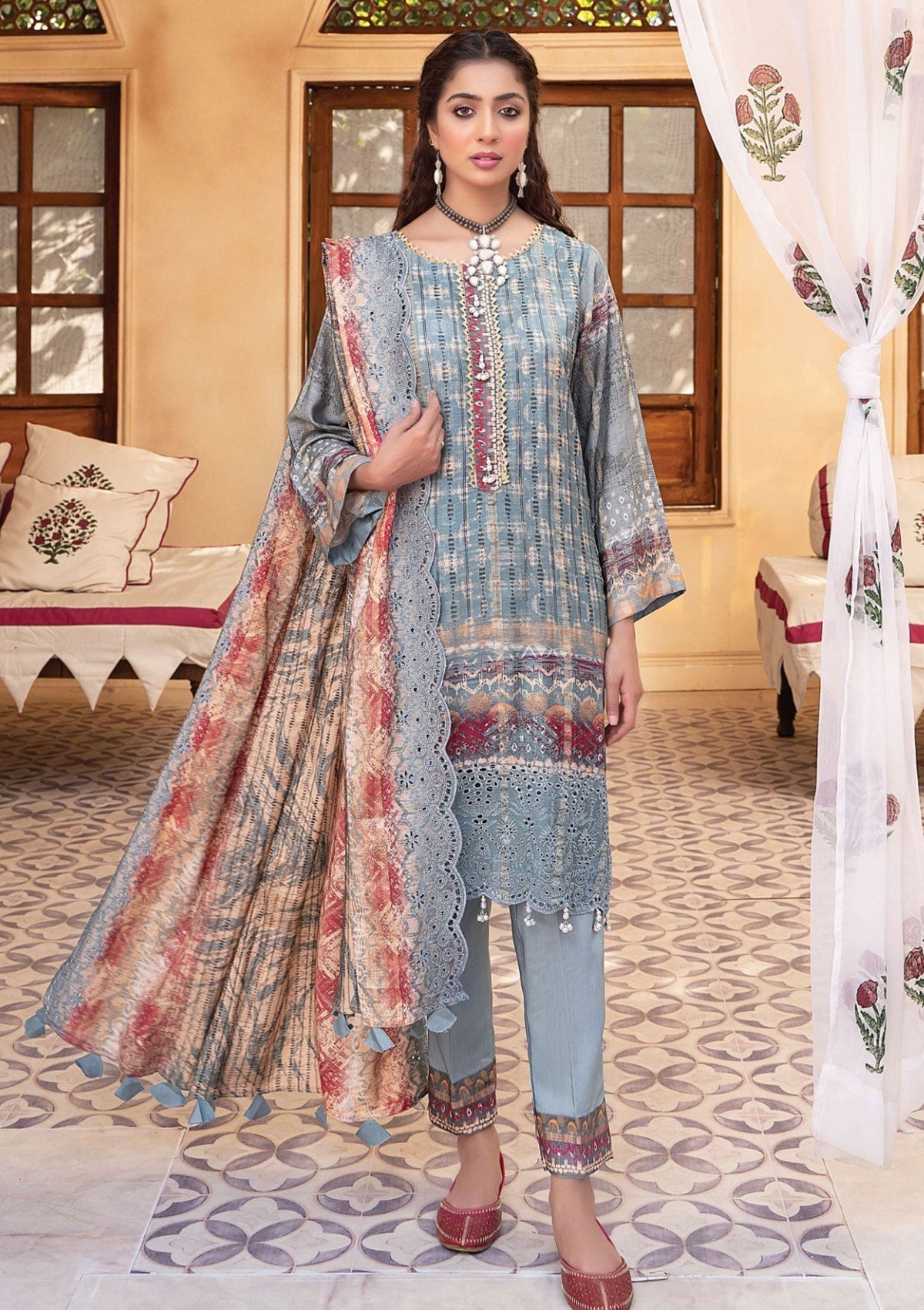 Winter Collection - Mahee's - Embroidered - Slub Staple - D#7 available at Saleem Fabrics Traditions