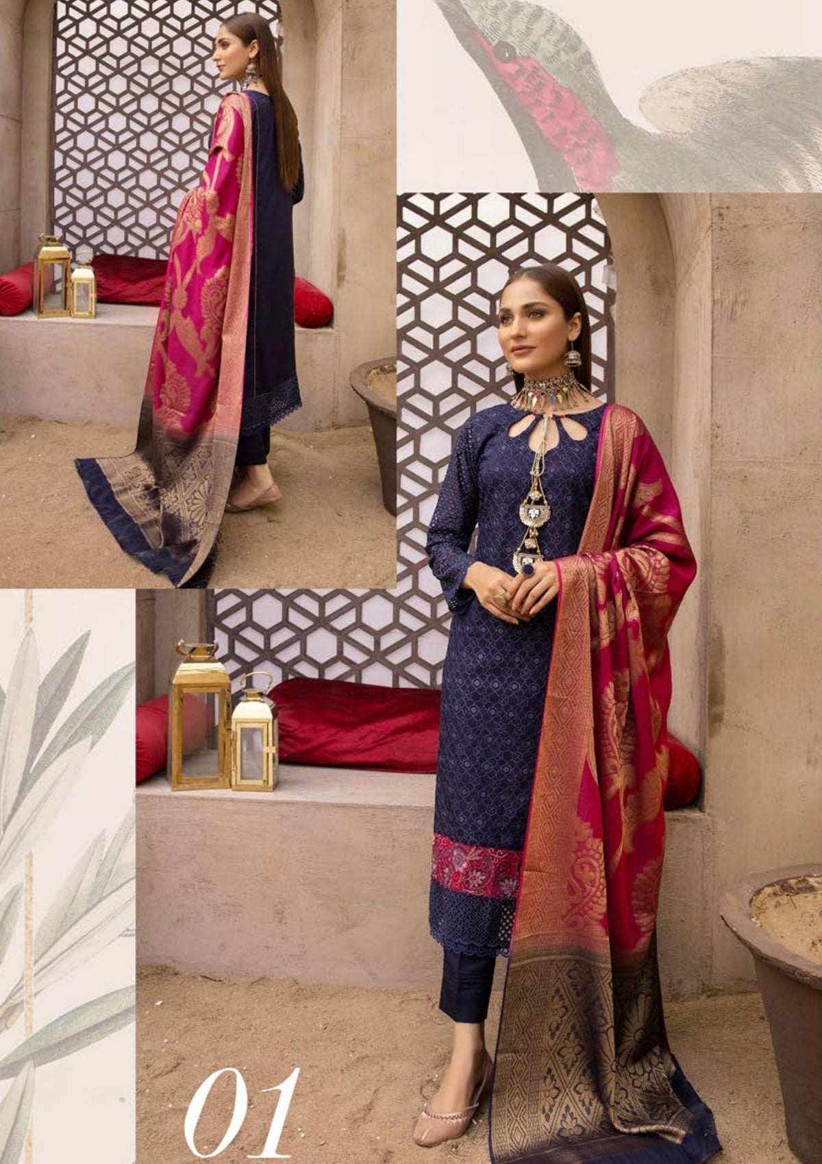 Winter Collection - Mahee's - Riaz Arts - Chikankari - MEC#01 available at Saleem Fabrics Traditions