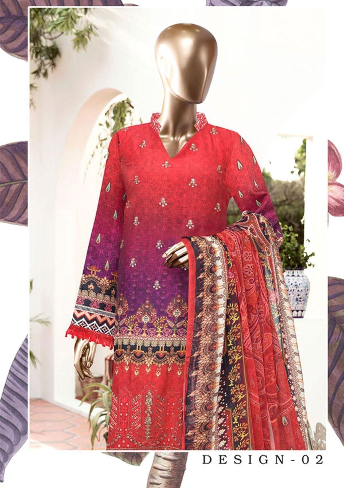 Winter Collection - Malva - Aroma - Emb Viscose - 3Pcs - AJ#02 available at Saleem Fabrics Traditions