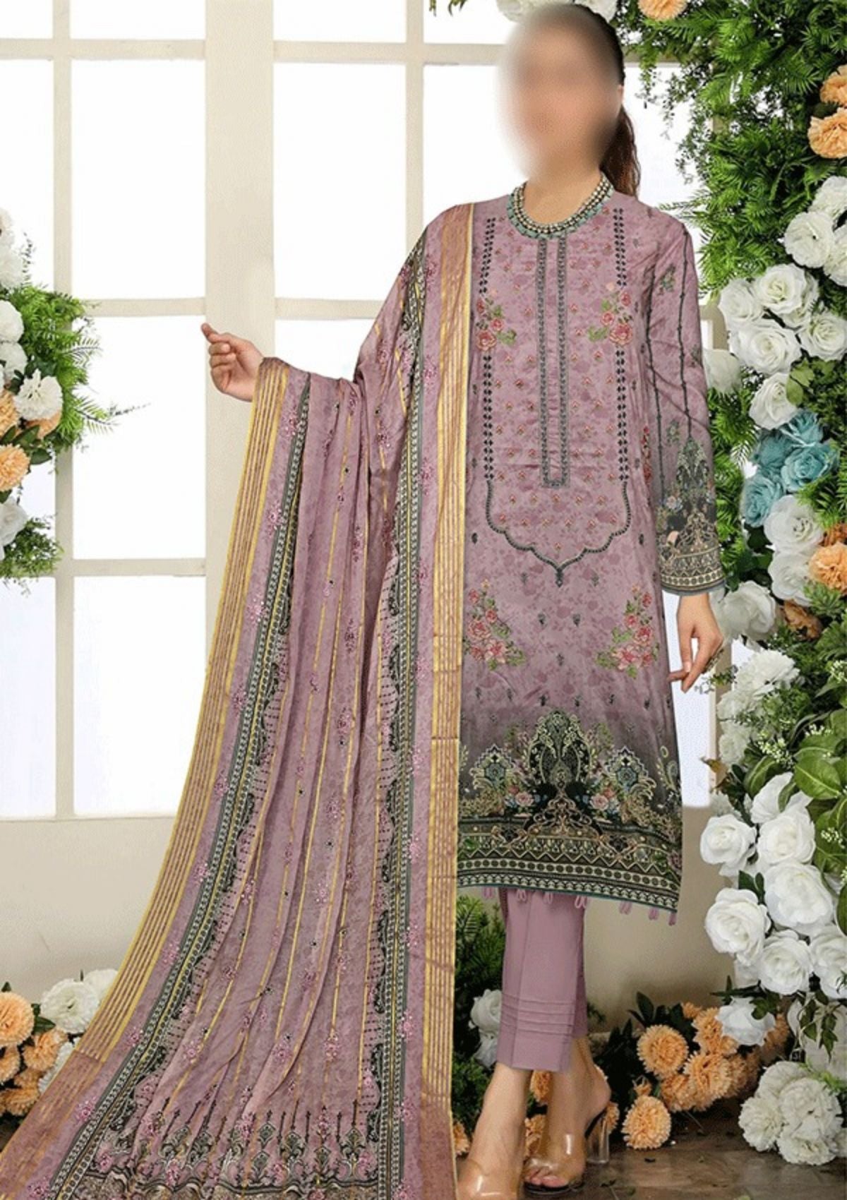 Winter Collection - Malva Grace - Viscose 22 - GR#1 available at Saleem Fabrics Traditions