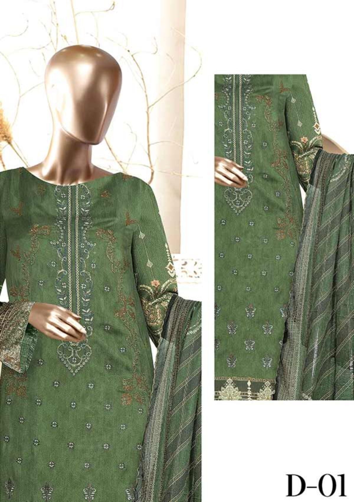 Winter Collection - Malva - Musk - Emb Viscose - 3Pcs - AJ#01 available at Saleem Fabrics Traditions