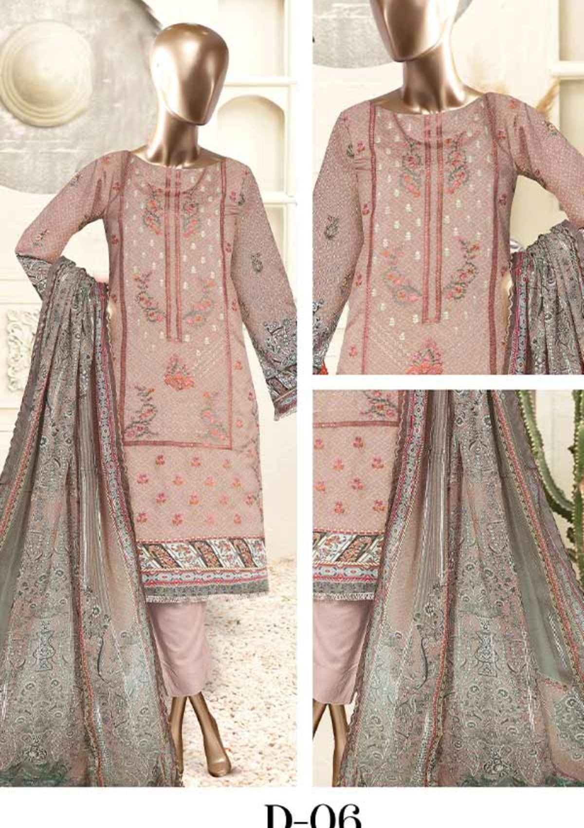 Winter Collection - Malva - Musk - Emb Viscose - 3Pcs - AJ#06 available at Saleem Fabrics Traditions