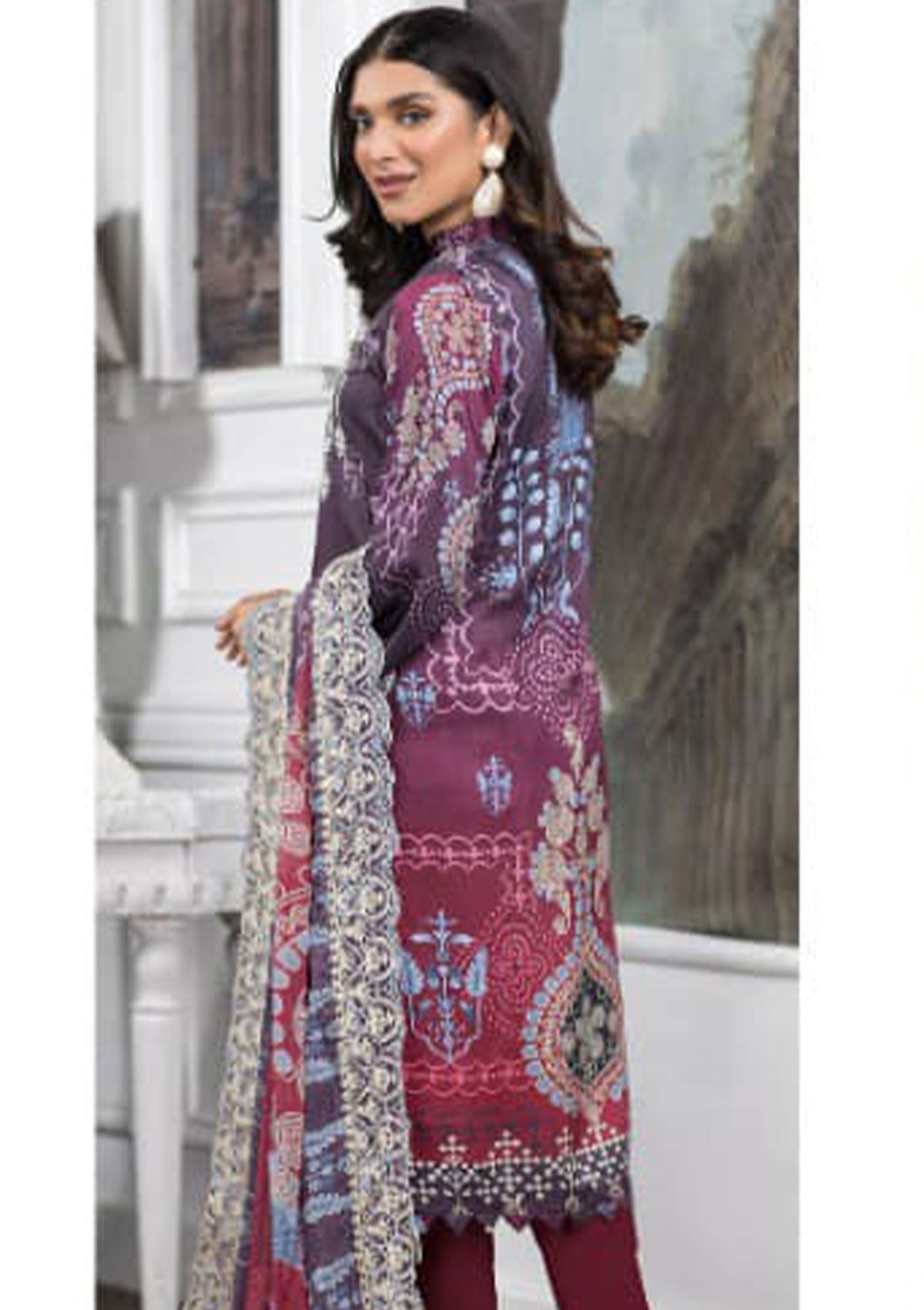 Winter Collection - Manizay - Premium D/P - Chunri - D#07 available at Saleem Fabrics Traditions