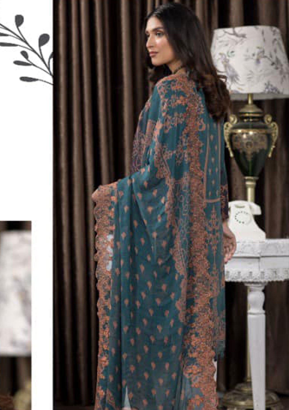 Winter Collection - Manizay - Premium D/P - Chunri - D#08 available at Saleem Fabrics Traditions