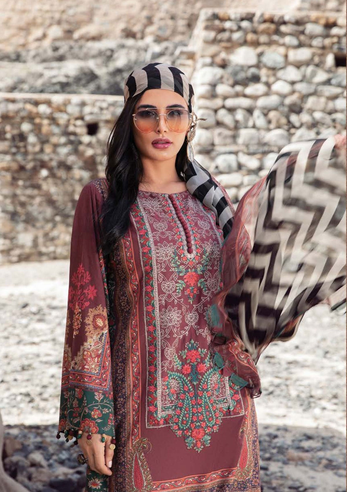 Winter Collection - Maria B - M print - Desert Rose - D#7 A available at Saleem Fabrics Traditions