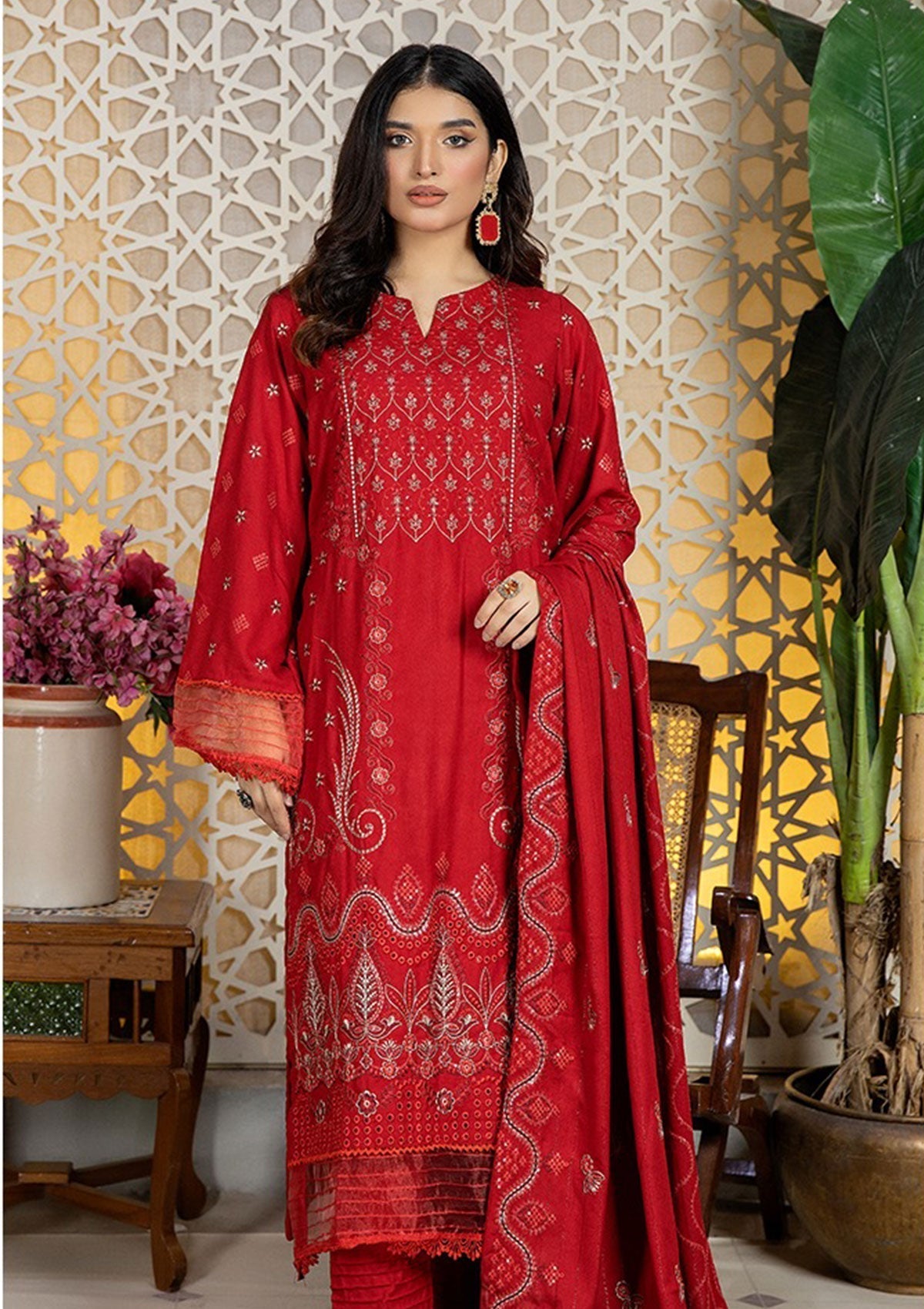 Winter Collection - Marjjan - MRW#430- D RED available at Saleem Fabrics Traditions